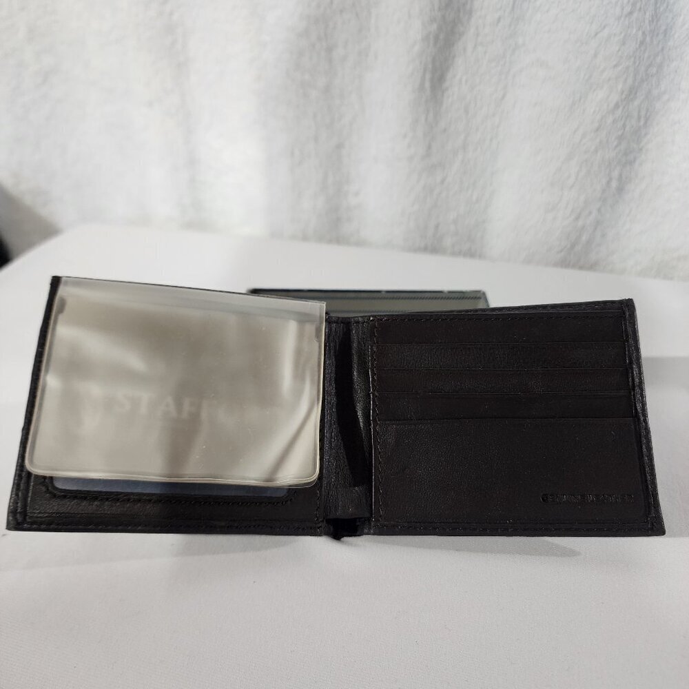 New Men's Stafford Slim Wallet Slimfold Contrasting Canvas Gen Leather Brown NWT - Picture 5 of 11